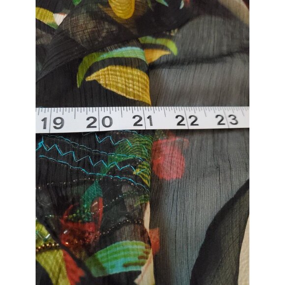 Alberto Makali Sheer Tunic Top Women Size XL Floral Beaded Art Boho Lagenlook - Picture 10 of 12